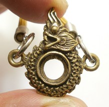 Phaya Naga Nak Snake Brass Pendant Thai Yant Blessed Amulet Lucky Charm Necklace - £22.17 GBP