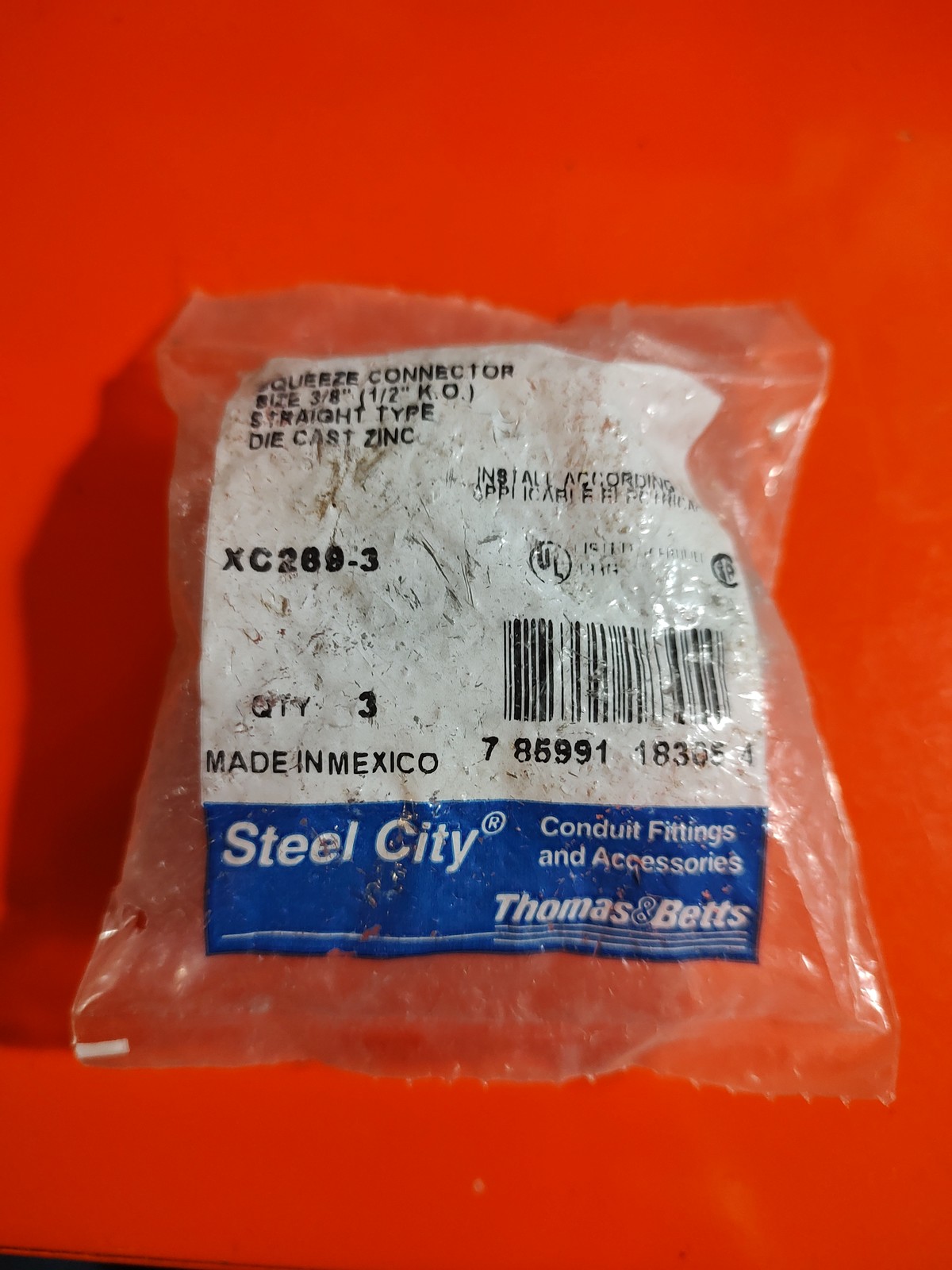 Steel City XC269-3, 3/8 in., 1/2 in. Knockout FMC Squeeze Connector 3-Pa... - $1.99
