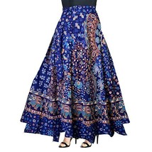Womens Wrap around skirt ethnic Jaipur Maxi 38&quot; Blue (Free size upto 46&quot;... - £25.27 GBP