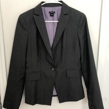 Ann Taylor Wool Blend Jacket Blazer Gray Purple Lining One (1)  Button S... - £22.10 GBP