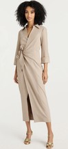 Cinq A Sept 4 Cayleigh Wrap Dress Collared Beige NWT $445 Midi Workwear ... - $1,917.23 MXN