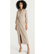 Cinq A Sept 4 Cayleigh Wrap Dress Collared Beige NWT $445 Midi Workwear ... - $144.92 CAD