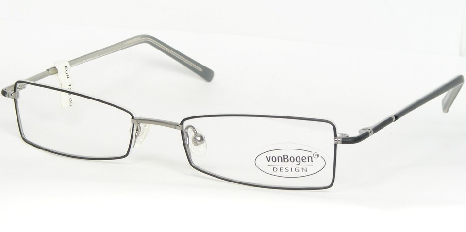 Vintage VON BOGEN VB 439 B BLACK /SILVER /GREY EYEGLASSES vonBogen 50-17... - $56.69