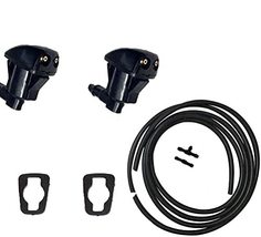 2 Pcs Windshield Washer Nozzle Front &amp; Connector &amp; (6Ft Long) Fluid Hose kit Com - £7.95 GBP