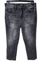 Judy Blue Jeans Womens 9/29 Black Gray Whiskering High Waist Skinny Fit Capri - £25.63 GBP