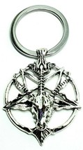 Baphomet  Keyring Pentagram Satan Satanic Sigil Silver Plated Lavey Crowley - £5.11 GBP