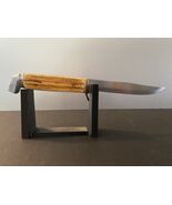 Atlas Japan Six Inch Bowie Staghorn Handle W Sheath 1950's - $45.00