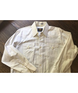 Golden West by Panhandle slim Vintage White Button down shirt 17x34 Made... - $11.88