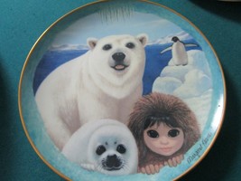 MARGARET KEANE BIG EYES PU&#39;S POLAR PLAYGROUND COLLECTOR PLATE 8&quot; - £35.05 GBP