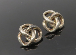 925 Sterling Silver &amp; 14K GOLD - Vintage Pretzel Knot Drop Earrings - EG... - £53.99 GBP