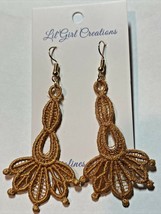 Earrings Fashion Jewelry Drop Dangle Brown Taupe Women Girls FSL Hand Crafted 3" - £11.86 GBP