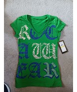 rocawear womens shirt new with tags Sz L green v neck - $282.73 MXN