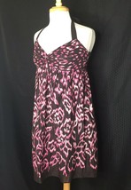 Ann Taylor Loft Halter Dress Size 8 Brown Pink Ikat Lined All Cotton New Tags - £16.67 GBP