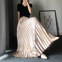 Black Pleated Long Skirt Outfit Womens Plus Size A-line Pleated Black Maxi Skirt image 6