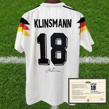 Printed Signed Klinsmann Germany 1990 World Cup Retro Home Jersey – COA - $115.69
