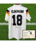 Printed Signed Klinsmann Germany 1990 World Cup Retro Home Jersey – COA - $115.69