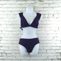 Coeur De Vague Swimsuit Womens XL Purple Polka Dot Bikini Swimsuit Ruffles - £19.77 GBP