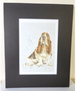 Basset Hound Puppy Print of Watercolor by Hannah Dale Matted 8 x 10 Inch - £11.73 GBP