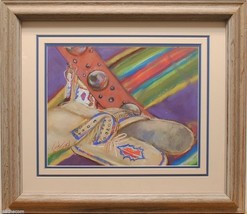 Moccasins by Carol Theroux Original Pastel Quick Draw Painting 19 x 22 Frame Mat - £236.29 GBP