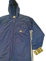 Adidas ClimaProof Wind Jacket Men’s S Blue Hooded Full Zip Training NWT image 3