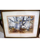 JOHN GNOTEK Beautiful Autumn Woodland Watercolor 20&quot; x 14&quot;  - £296.50 GBP