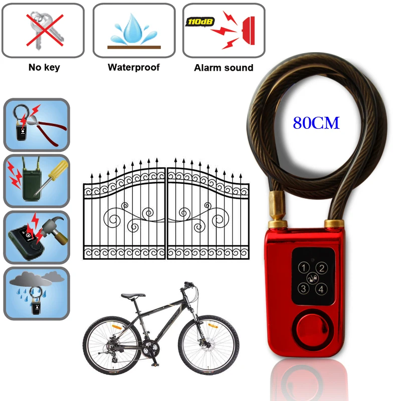 RAYKUBE Electric Digital Door Lock With Wire Rope Smart Lock Waterproof Home Ant - £66.13 GBP