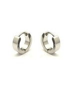 Stainless Steel Silver Tone Men Unisex Huggie Hoop Earrings - $171.73 MXN