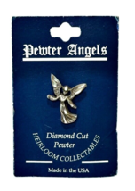 VTG Diamond Cut Pewter Angel Pin Brooch Heirloom Collectibles USA Made 1 Inch - £4.69 GBP