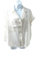 Universal Thread Women&#39;s Linen Short Sleeve Button-Down Shirt White L - £11.76 GBP