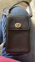 Coach Small Sidepack Crossbody Black Leather Purse Bag Logo Inside Cell ... - £43.28 GBP