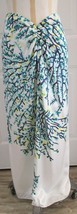 MAGASCHONI COLLECTION White &amp; Turquoise Long Silk Skirt w/ Branch Print ... - £59.95 GBP