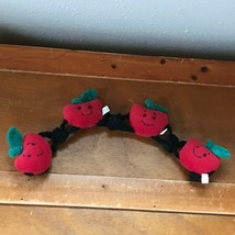 Lot of 4 Small Plush Red Apples w Smiley Faces &amp; Magnetic Limbs Stuffed Characte - £6.86 GBP