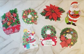 VTG Lot of 7 Large Christmas Cardboard Die Cuts Die-Cut Decorations Eureka Peck - £25.74 GBP