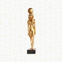 Rare Antique Ancient Egyptian Goddess Isis Statue with Sun Disk Museum Replica - $202.11