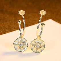 Korean Earrings S925 Silver Hook Star C Ring Earrings 18K Gold Delicate - £17.58 GBP