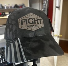 Trump Bulletproof Fight CWF305 Kryptek Typhoon Leather Badge Hat GRAY/BLACK - $26.72