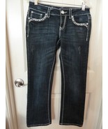 LA Idol Women Jeans 3 Blue Cotton Blend Studded Low Rise Bootcut Denim w... - $26.91 CAD