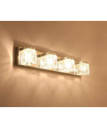 Modern 4 Light Bathroom Vanity Light 24.8&quot; Crystal Glass Bath Vanity Fix... - $1,476.04 MXN