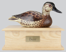 115 Cubic inch Duck Decoy Urn - Female/Oak w/engraving for Cremation Ashes - £159.28 GBP