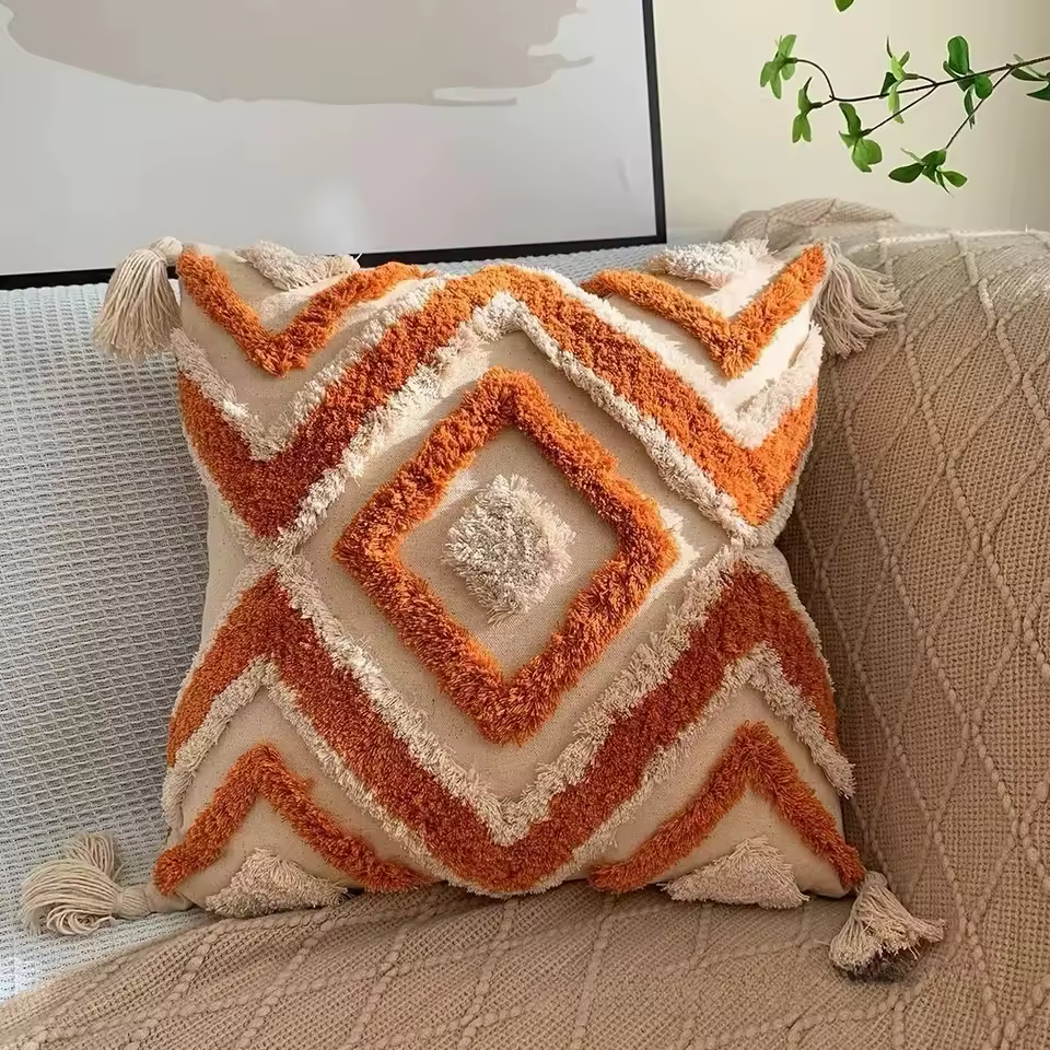 Boho Tufted Pillow Cover - Textured Nordic Cushion - $459.38 MXN