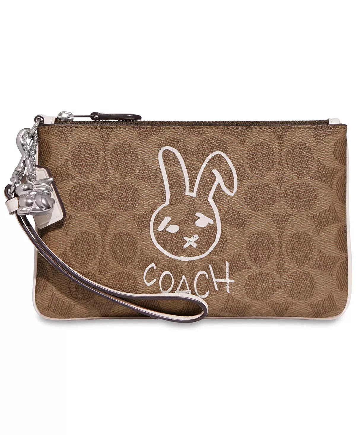 Primary image for Coach Signature Canvas Bunny Graphic Colorblock  Small Wristlet ~NWT~ CF939