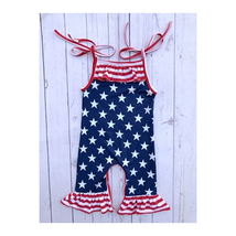 NEW Boutique Patriotic Baby Girls 4th of July Ruffle Romper Jumpsuit - £8.69 GBP