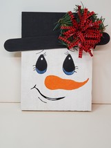 Handmade wood painted snowman plaque #1 - $12.00