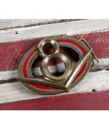 Vintage V8 Motor Brass Red Enamel Unisex 4" Belt Buckle - $26.99