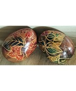 2 Hand Painted Decorative Wooden Easter eggs Pretty Floral Pattern See Pic. - $12.22 CAD