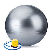 22&quot; Silver Exercise Yoga Ball with Pump,Pilates &amp; Balance Training,Anti-burst&amp;Sl - £15.65 GBP
