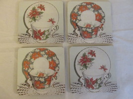  Christmas Themed Coaster / Fridge Magnets, English Bone China Cup &amp; Sau... - $10.99