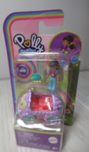 Polly pocket mini purple car set hedgehog girl doll pet brown hair new - $14.65