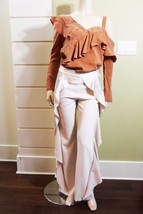 AUTH NEW ALice Olivia Wallace Side Ruffle Pants in Ivory $395 - $92.65