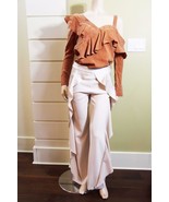 AUTH NEW ALice Olivia Wallace Side Ruffle Pants in Ivory $395 - $126.71 CAD